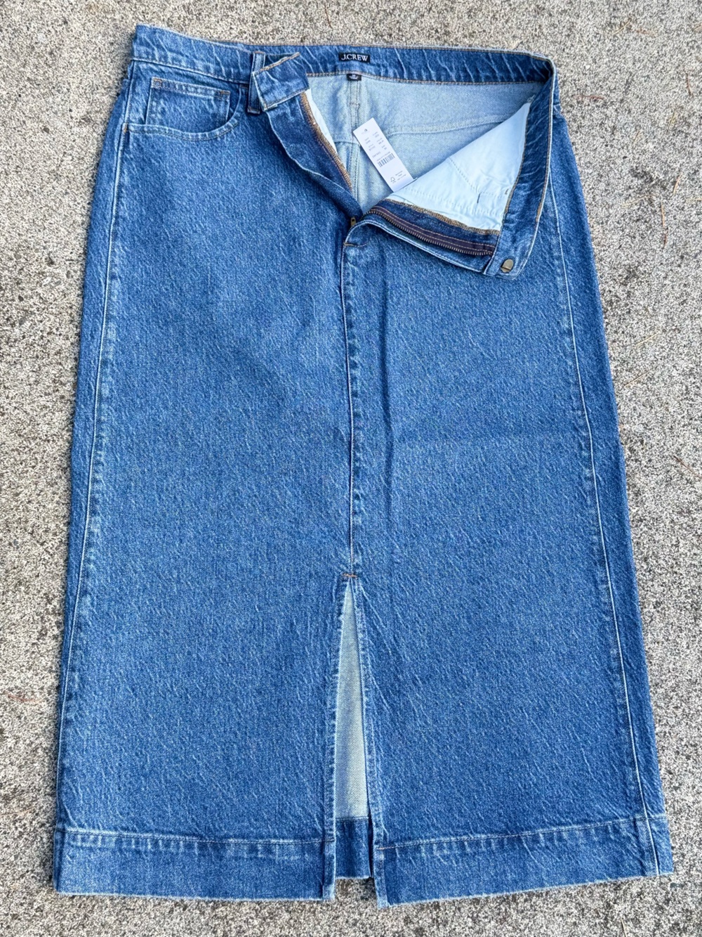 J.Crew Denim Maxi Skirt Size 30 Medium Indigo Front Slit